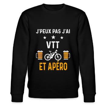 je peux pas j'ai VTT et apéro VTT - Sweat bio CHANGER Stanley/Stella Unisexe - noir - Devant - Nik (191cm) & Marisol (170cm)