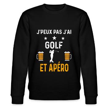 je peux pas j'ai golf et apéro golf - Sweat bio CHANGER Stanley/Stella Unisexe - noir - Devant - Nik (191cm) & Marisol (170cm)