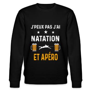 je peux pas j'ai natation nageur et apéro natation - Sweat bio CHANGER Stanley/Stella Unisexe - noir - Devant - Nik (191cm) & Marisol (170cm)