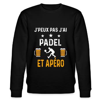 je peux pas j'ai padel et apéro padel - Sweat bio CHANGER Stanley/Stella Unisexe - noir - Devant - Nik (191cm) & Marisol (170cm)
