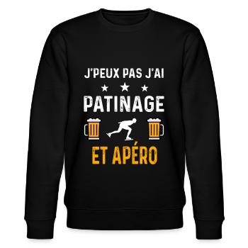 je peux pas j'ai patinage et apéro patinage - Sweat bio CHANGER Stanley/Stella Unisexe - noir - Devant - Nik (191cm) & Marisol (170cm)