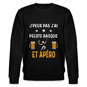 je peux pas j'ai pelote basque et apéro pelote - Sweat bio CHANGER Stanley/Stella Unisexe - noir - Devant - Nik (191cm) & Marisol (170cm)