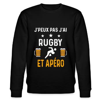 je peux pas j'ai rugby joueur et apéro rugby - Sweat bio CHANGER Stanley/Stella Unisexe - noir - Devant - Nik (191cm) & Marisol (170cm)