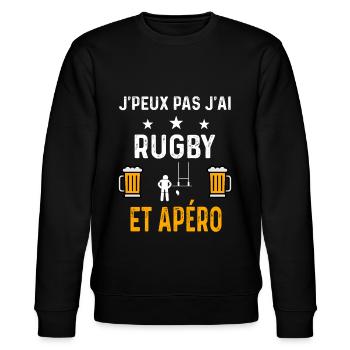 je peux pas j'ai rugby sport et apéro rugby - Sweat bio CHANGER Stanley/Stella Unisexe - noir - Devant - Nik (191cm) & Marisol (170cm)