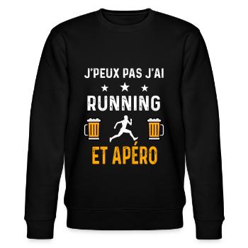 je peux pas j'ai running courir et apéro running - Sweat bio CHANGER Stanley/Stella Unisexe - noir - Devant - Nik (191cm) & Marisol (170cm)