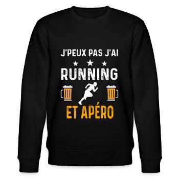 je peux pas j'ai running et apéro running - Sweat bio CHANGER Stanley/Stella Unisexe - noir - Devant - Nik (191cm) & Marisol (170cm)