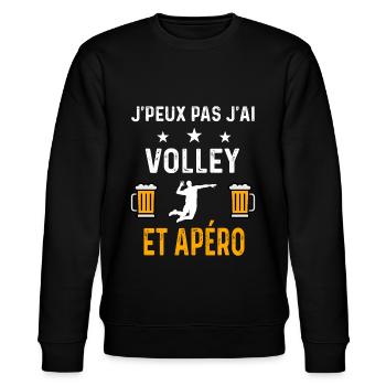 je peux pas j'ai volley et apéro volley - Sweat bio CHANGER Stanley/Stella Unisexe - noir - Devant - Nik (191cm) & Marisol (170cm)