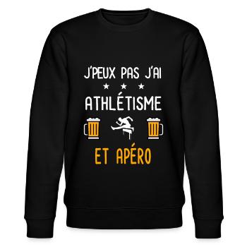 je peux pas j'ai athlétisme sport apéro - Sweat bio CHANGER Stanley/Stella Unisexe - noir - Devant - Nik (191cm) & Marisol (170cm)