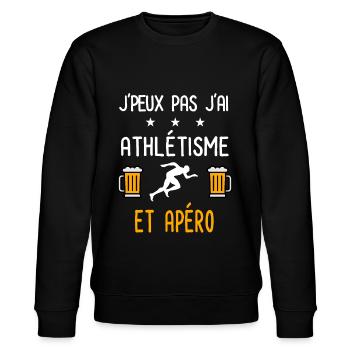 je peux pas j'ai athlétisme apéro - Sweat bio CHANGER Stanley/Stella Unisexe - noir - Devant - Nik (191cm) & Marisol (170cm)