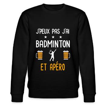 je peux pas j'ai badminton homme apéro - Sweat bio CHANGER Stanley/Stella Unisexe - noir - Devant - Nik (191cm) & Marisol (170cm)