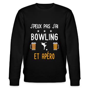 je peux pas j'ai bowling boule apéro - Sweat bio CHANGER Stanley/Stella Unisexe - noir - Devant - Nik (191cm) & Marisol (170cm)