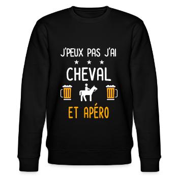 je peux pas j'ai cheval apéro - Sweat bio CHANGER Stanley/Stella Unisexe - noir - Devant - Nik (191cm) & Marisol (170cm)