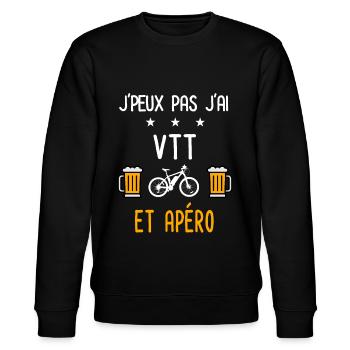 je peux pas j'ai VTT apéro - Sweat bio CHANGER Stanley/Stella Unisexe - noir - Devant - Nik (191cm) & Marisol (170cm)