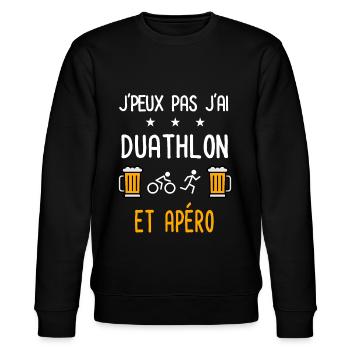 je peux pas j'ai duathlon apéro - Sweat bio CHANGER Stanley/Stella Unisexe - noir - Devant - Nik (191cm) & Marisol (170cm)
