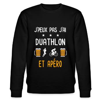 je peux pas j'ai duathlon sport apéro - Sweat bio CHANGER Stanley/Stella Unisexe - noir - Devant - Nik (191cm) & Marisol (170cm)