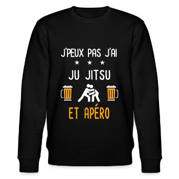 je peux pas j'ai ju jitsu apéro - Sweat bio CHANGER Stanley/Stella Unisexe - noir - Devant - Nik (191cm) & Marisol (170cm)