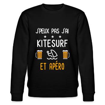 je peux pas j'ai kitesurf apéro - Sweat bio CHANGER Stanley/Stella Unisexe - noir - Devant - Nik (191cm) & Marisol (170cm)