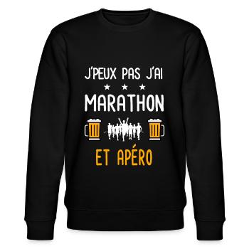 je peux pas j'ai marathon apéro - Sweat bio CHANGER Stanley/Stella Unisexe - noir - Devant - Nik (191cm) & Marisol (170cm)