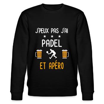 je peux pas j'ai padel apéro - Sweat bio CHANGER Stanley/Stella Unisexe - noir - Devant - Nik (191cm) & Marisol (170cm)