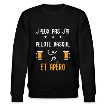 je peux pas j'ai pelote basque apéro - Sweat bio CHANGER Stanley/Stella Unisexe - noir - Devant - Nik (191cm) & Marisol (170cm)