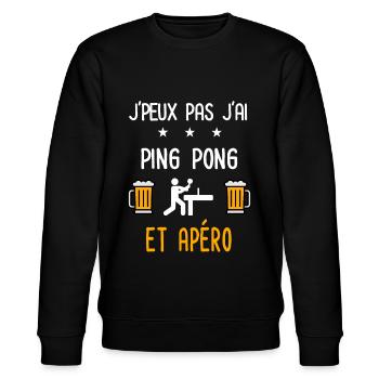 je peux pas j'ai ping pong apéro - Sweat bio CHANGER Stanley/Stella Unisexe - noir - Devant - Nik (191cm) & Marisol (170cm)