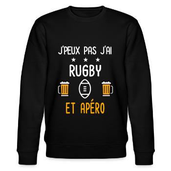je peux pas j'ai rugby ballon apéro - Sweat bio CHANGER Stanley/Stella Unisexe - noir - Devant - Nik (191cm) & Marisol (170cm)