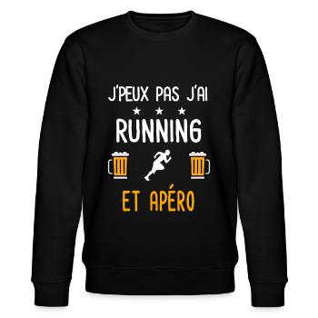 je peux pas j'ai running apéro - Sweat bio CHANGER Stanley/Stella Unisexe - noir - Devant - Nik (191cm) & Marisol (170cm)