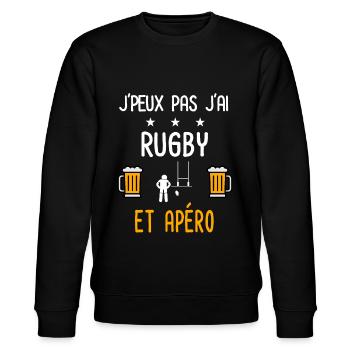 je peux pas j'ai rugby sport apéro - Sweat bio CHANGER Stanley/Stella Unisexe - noir - Devant - Nik (191cm) & Marisol (170cm)