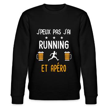 je peux pas j'ai running courir apéro - Sweat bio CHANGER Stanley/Stella Unisexe - noir - Devant - Nik (191cm) & Marisol (170cm)