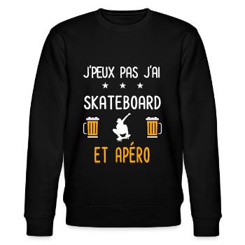 je peux pas j'ai skateboard apéro - Sweat bio CHANGER Stanley/Stella Unisexe - noir - Devant - Nik (191cm) & Marisol (170cm)
