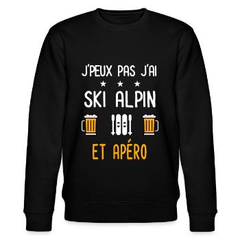 je peux pas j'ai ski alpin apéro - Sweat bio CHANGER Stanley/Stella Unisexe - noir - Devant - Nik (191cm) & Marisol (170cm)