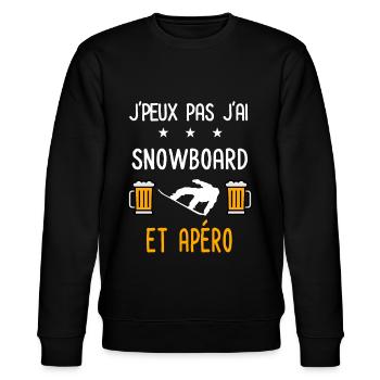je peux pas j'ai snowboard apéro - Sweat bio CHANGER Stanley/Stella Unisexe - noir - Devant - Nik (191cm) & Marisol (170cm)