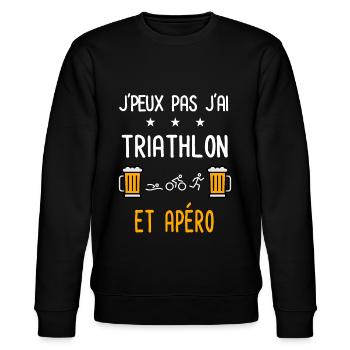 je peux pas j'ai triathlon apéro - Sweat bio CHANGER Stanley/Stella Unisexe - noir - Devant - Nik (191cm) & Marisol (170cm)