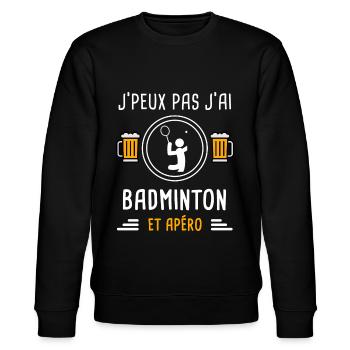 je peux pas j'ai badminton sport apéro cadeau - Sweat bio CHANGER Stanley/Stella Unisexe - noir - Devant - Nik (191cm) & Marisol (170cm)