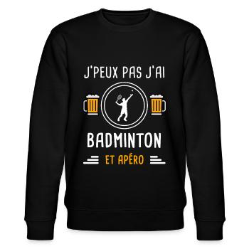 je peux pas j'ai badminton homme apéro cadeau - Sweat bio CHANGER Stanley/Stella Unisexe - noir - Devant - Nik (191cm) & Marisol (170cm)