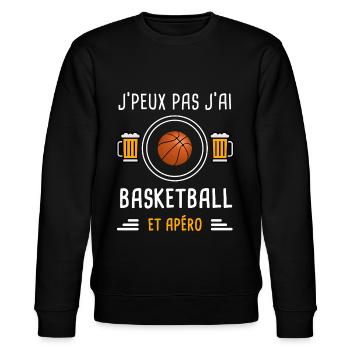 je peux pas j'ai basketball apéro cadeau - Sweat bio CHANGER Stanley/Stella Unisexe - noir - Devant - Nik (191cm) & Marisol (170cm)