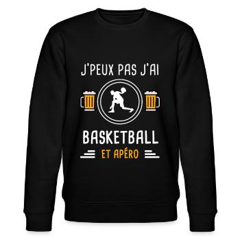 je peux pas j'ai basketball sport apéro cadeau - Sweat bio CHANGER Stanley/Stella Unisexe - noir - Devant - Nik (191cm) & Marisol (170cm)