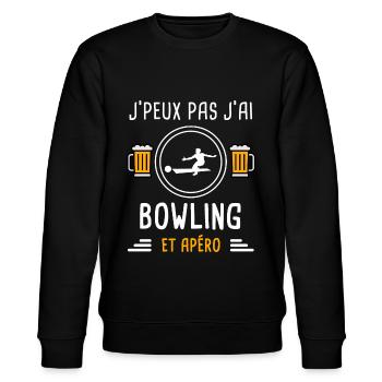 je peux pas j'ai bowling apéro cadeau - Sweat bio CHANGER Stanley/Stella Unisexe - noir - Devant - Nik (191cm) & Marisol (170cm)