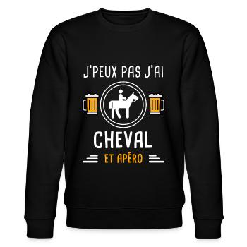 je peux pas j'ai cheval apéro cadeau - Sweat bio CHANGER Stanley/Stella Unisexe - noir - Devant - Nik (191cm) & Marisol (170cm)