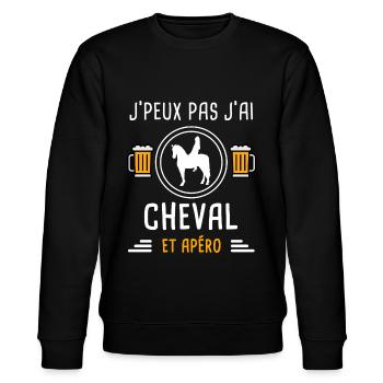 je peux pas j'ai cheval femme apéro cadeau - Sweat bio CHANGER Stanley/Stella Unisexe - noir - Devant - Nik (191cm) & Marisol (170cm)