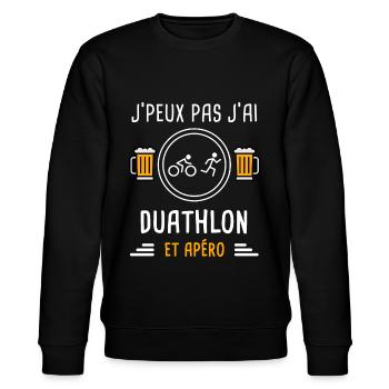je peux pas j'ai duathlon apéro cadeau - Sweat bio CHANGER Stanley/Stella Unisexe - noir - Devant - Nik (191cm) & Marisol (170cm)