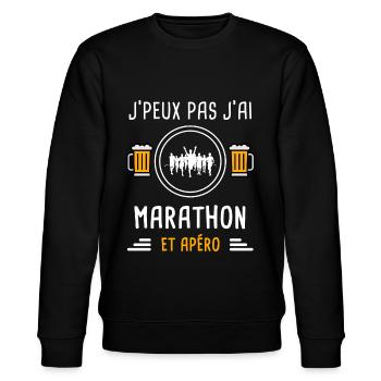 je peux pas j'ai marathon apéro cadeau - Sweat bio CHANGER Stanley/Stella Unisexe - noir - Devant - Nik (191cm) & Marisol (170cm)