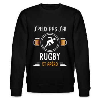 je peux pas j'ai rugby joueur apéro cadeau - Sweat bio CHANGER Stanley/Stella Unisexe - noir - Devant - Nik (191cm) & Marisol (170cm)
