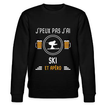 je peux pas j'ai ski apéro cadeau - Sweat bio CHANGER Stanley/Stella Unisexe - noir - Devant - Nik (191cm) & Marisol (170cm)