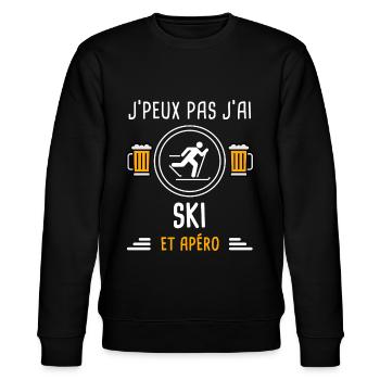 je peux pas j'ai ski skieur apéro cadeau - Sweat bio CHANGER Stanley/Stella Unisexe - noir - Devant - Nik (191cm) & Marisol (170cm)