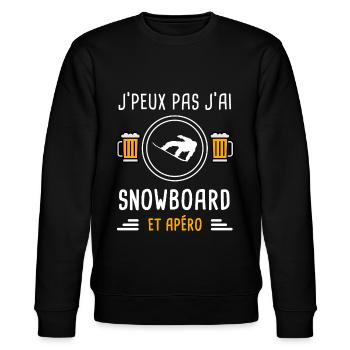 je peux pas j'ai snowboard apéro cadeau - Sweat bio CHANGER Stanley/Stella Unisexe - noir - Devant - Nik (191cm) & Marisol (170cm)