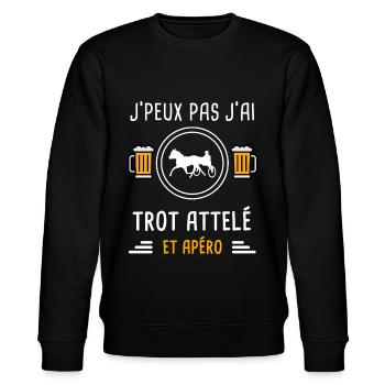 je peux pas j'ai trot attelé apéro cadeau - Sweat bio CHANGER Stanley/Stella Unisexe - noir - Devant - Nik (191cm) & Marisol (170cm)