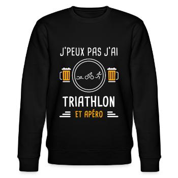 je peux pas j'ai triathlon apéro cadeau - Sweat bio CHANGER Stanley/Stella Unisexe - noir - Devant - Nik (191cm) & Marisol (170cm)