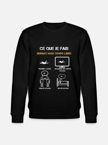 avion temps libre humour - Sweat bio CHANGER Stanley/Stella Unisexe - noir