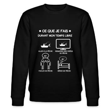 pêche barque temps libre cadeau pêcheur - Sweat bio CHANGER Stanley/Stella Unisexe - noir - Devant - Nik (191cm) & Marisol (170cm)